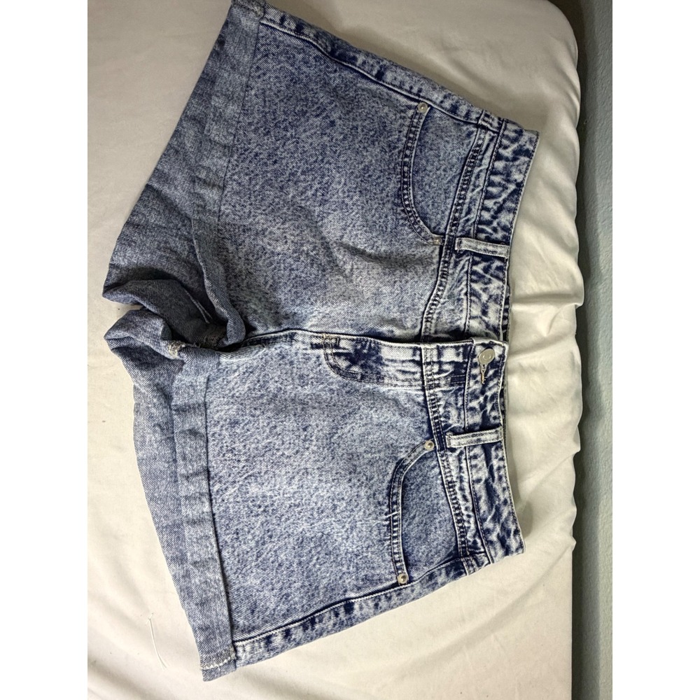 Altard State Acid Wash High Waisted Denim Shorts Cuffed Blue Size L